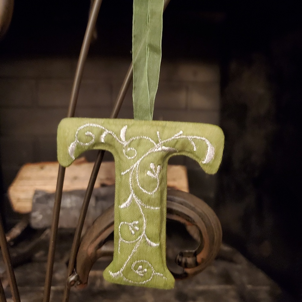 Hand Embroidered Letter Ornament- "T"